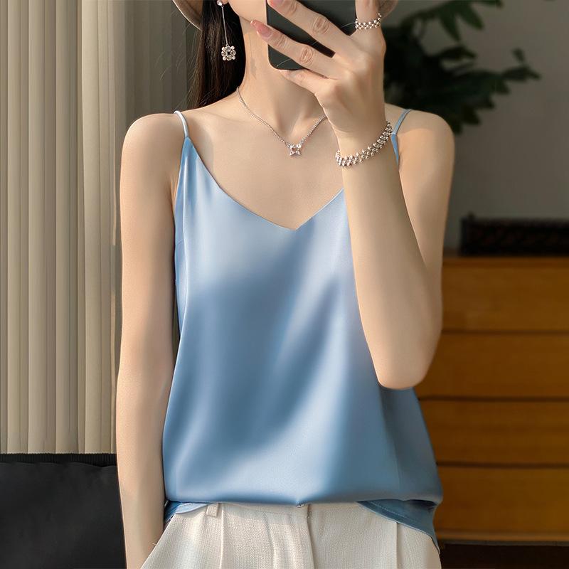 Silk Camisole Summer Female V-neck Inner Sleeveless Blouse Halter Tops for Women