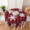 Рождественская скатерть в клетку со снежинками, новогодний стиль, круглая форма, легкий уход