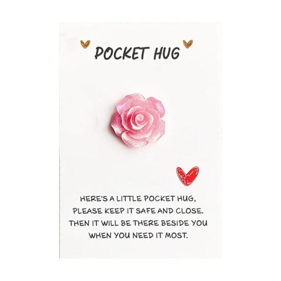 Pocket Hug Card with Gradient Rose for Women Men Mini Pocket Hug Tokens with Greeting Card Inspirational Gifts for Long Distance Relationship