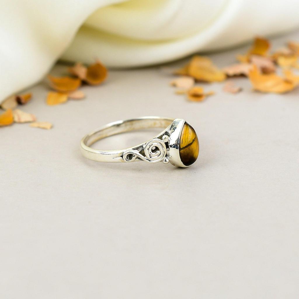 Тигровый глаз 925 стерлинговое серебро коричневый драгоценный камень ручная работа ювелирные изделия для женщин