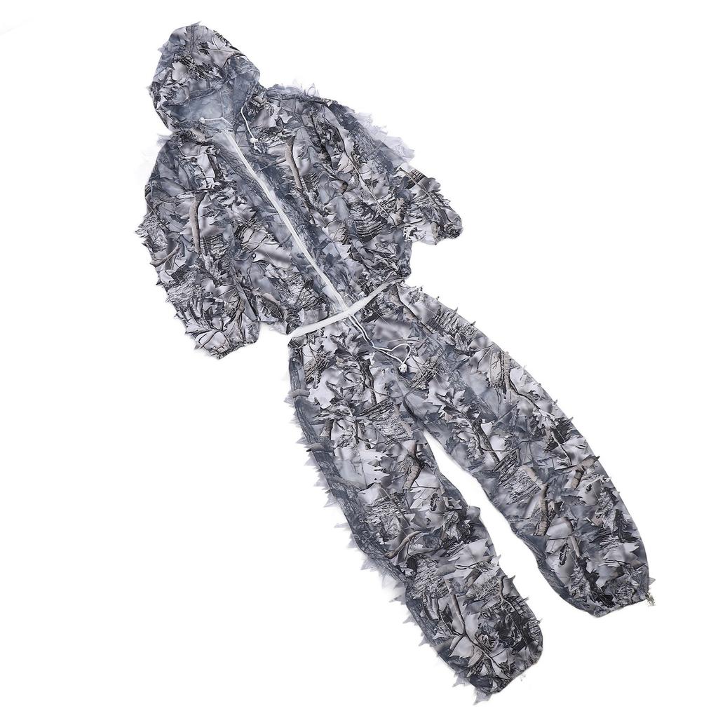 Snow Wild Camouflage Ghillie Suit 3D Leaf Jackets and Pants Set Clothes for Hunting