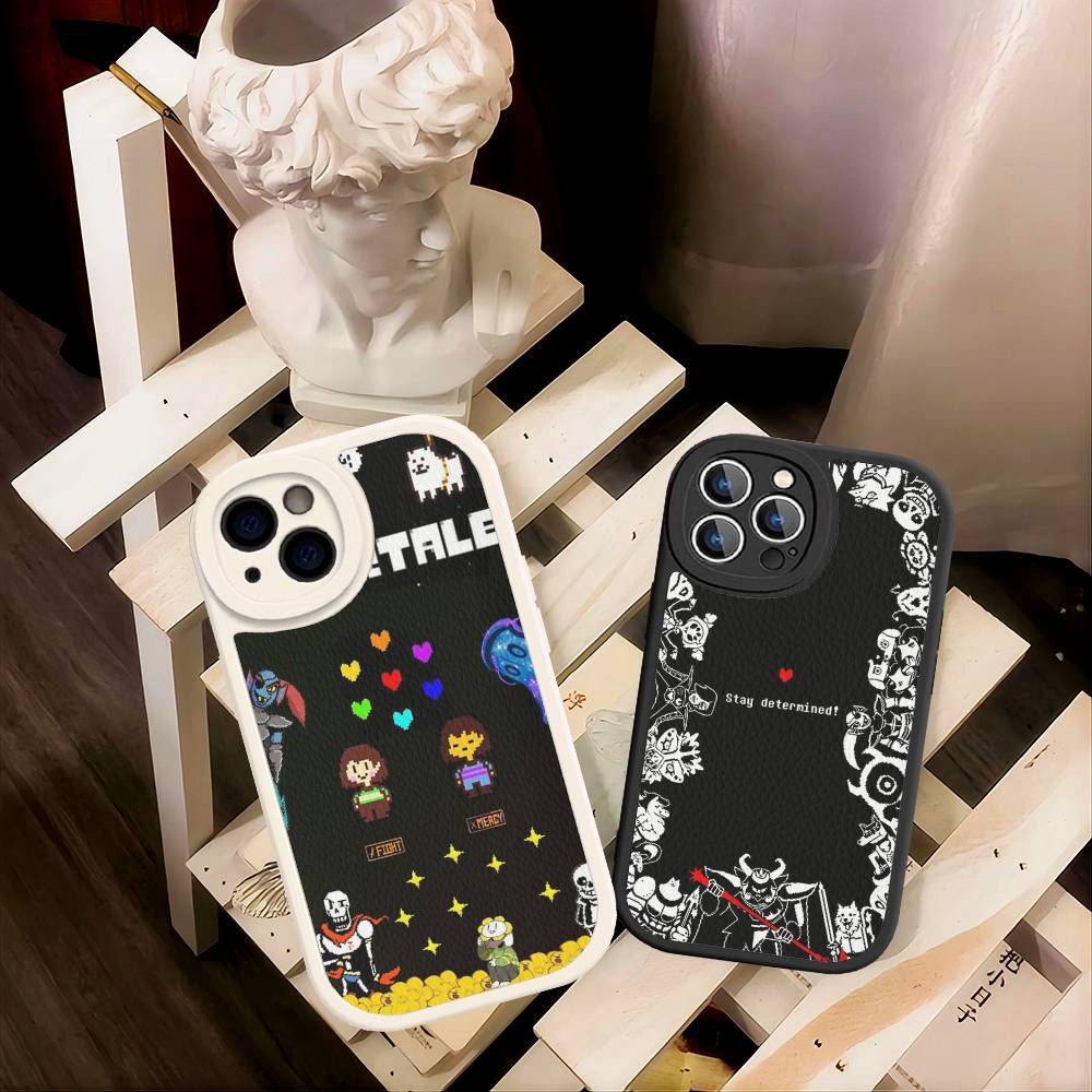 Кожаная чехол-книжка U-Undertale для IPhone 16 15 14 13 12 11 Pro Max Plus
