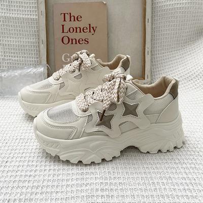 Дышащие кроссовки для папы женские ins2025 весна и осень новые универсальные повседневные на платформе интернет-знаменитость спортивная обувь увеличивающая для бега