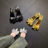 New Bow Women Mules Shoes Pointed Toe High Heels Slippers New Party Sandals Luxury Sexy Woman Brand Party Pumps Zapatos
