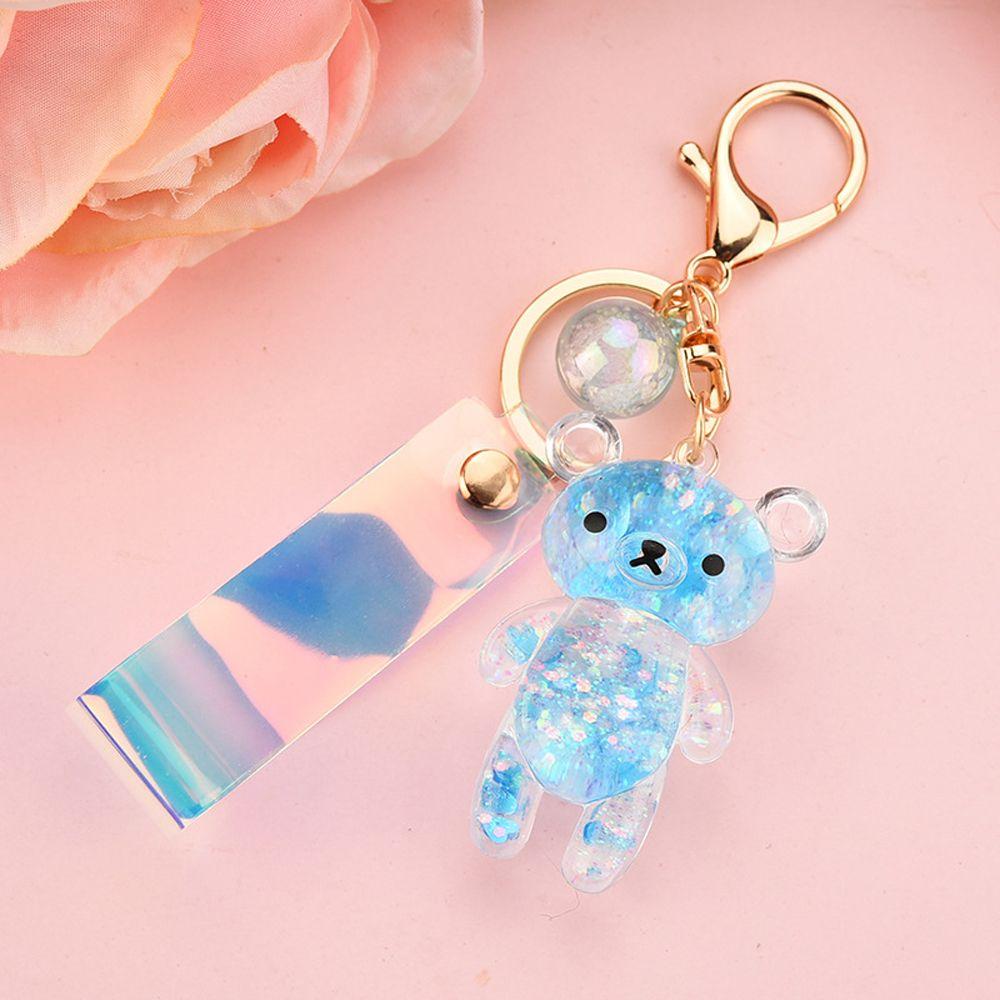 Cartoon Acrylic Acrylic Key Fob Liquid Keyring Backpack Pendant Glitter Bear Quicksand Keyring