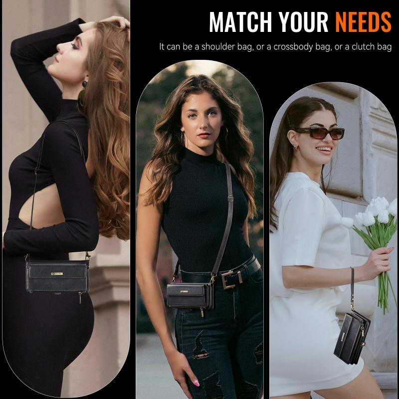 Чехол-бумажник с длинным ремешком из флип-кожи для Samsung Galaxy S26 Ultra S25 FE S24 Plus S23 S22 S21 A57 A17 A16 A56 A15 A55 A14 A54 с молнией и карманами для карт