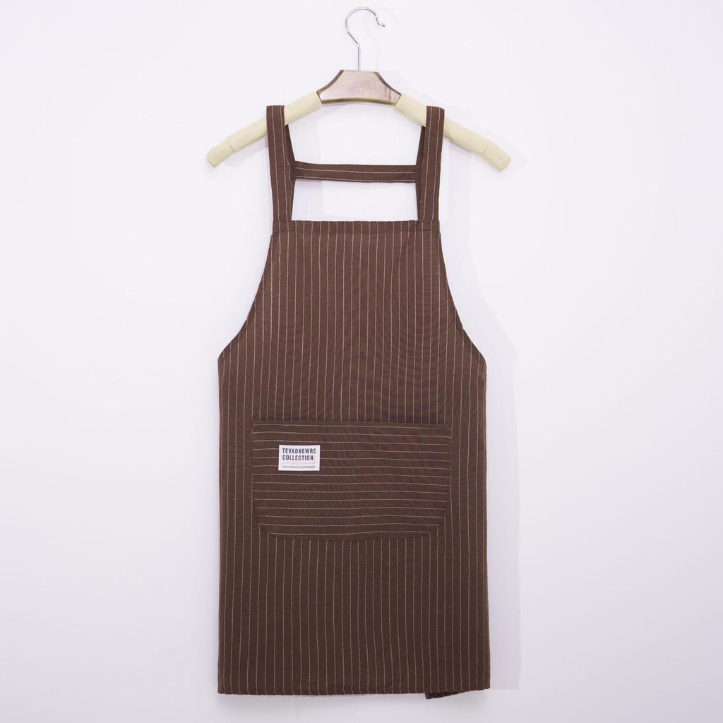 Stylish Stain-Resistant Cotton Linen Kitchen Apron, Customizable with Text or Logo, Breathable and Simple for Summer Use