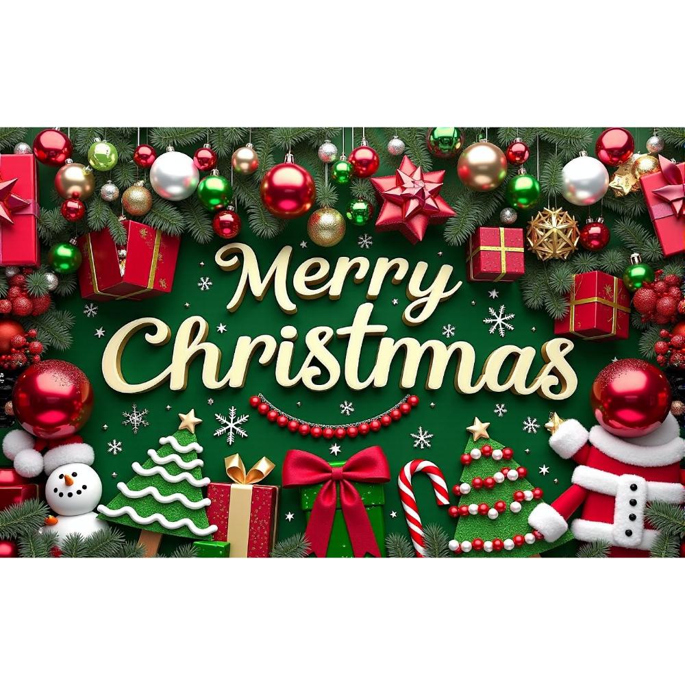 Зеленый Красный Веселый Рождественский Фон Санта Снеговик Большой Баннер Уличные Украшения Для Дома И Сада Для Рождественской Вечеринки Новогодние Декорации