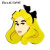 2023 New Fashion Acrylic Yellow Long Hair Girl Brooch Ladies Exaggerated Cartoon Cute Badge Lapel Brooch Jewelry Gift