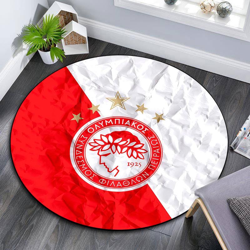 Olympiacos F.C,Round Area Rug,Carpet Rug for Living Room Bedroom Sofa Playroom Decor,Non-slip Floor Mat