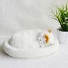 Breathing Sleeping Cat Toy with White Mat Battery Operated Simulated Artificial Fur Cat Ornament Photo Prop Kids Pet Lovers Birthday Gift