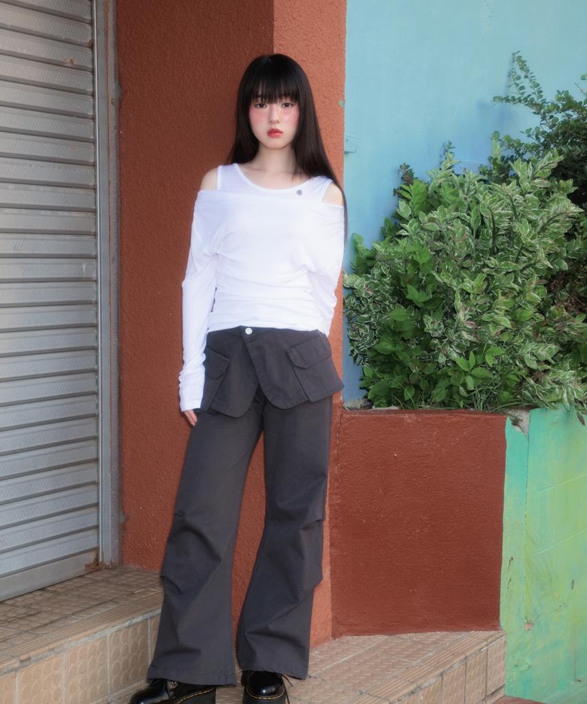 ROSEFRANTZ Layered Shirring Long Sleeve [Ivory]