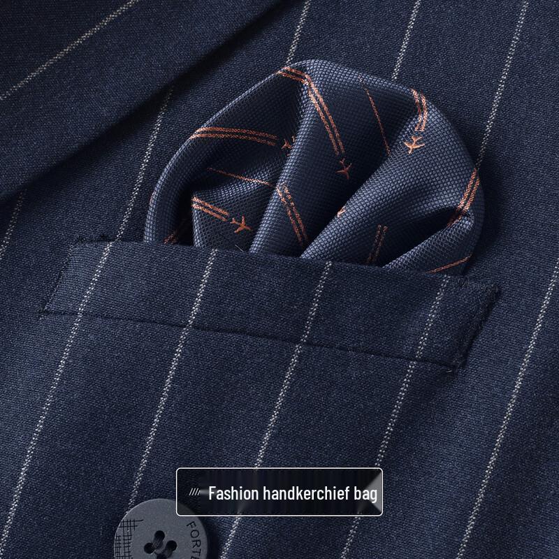 Мужской полосатый двубортный костюм-тройка FORTEI