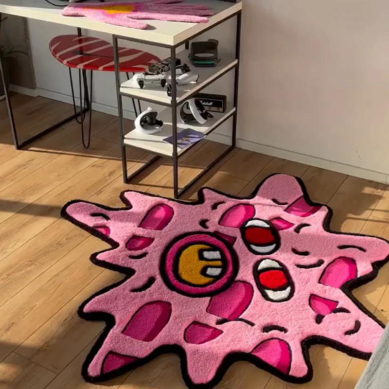Simple Study Room Cloakroom Plush Non-slip Rugs Irregular Pink Bedroom Bedside Soft Carpet Creative Living Room Decoration Rug