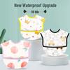 Waterproof Cotton Baby Bib: Reversible, Cartoon Design, Wash-Free Bib for Eating.