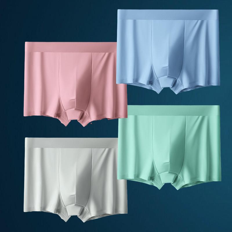 4 шт. мужское нижнее белье шелковые выпуклые боксеры бесшовные шорты брюки ледяные боксеры Homme трусы размер L-XXXL