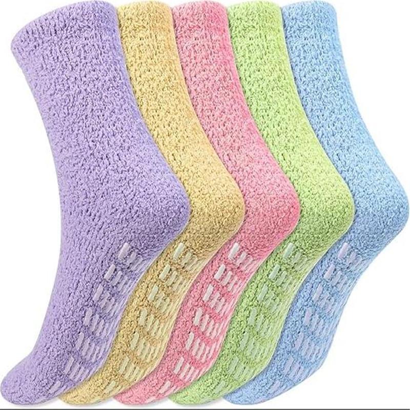 5 Pairs of Coral Velvet Soft Warm Socks for Winter Anti-skid Socks