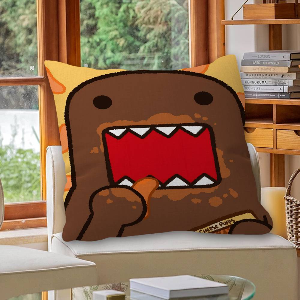 Милая Наволочка с Дизайном Domo-Kun и Кленовыми Листьями Счастливый Осенний Урожай Декор Праздничный Декор Наволочка для Подушки
