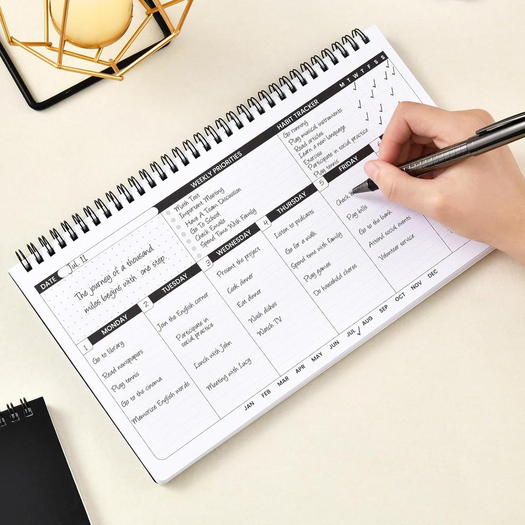 Weekly Planner 2026 - Spiral Bound, 11.2'' x 6.3'', Undated Daily Productive Weekly Planner, 55 Weeks
