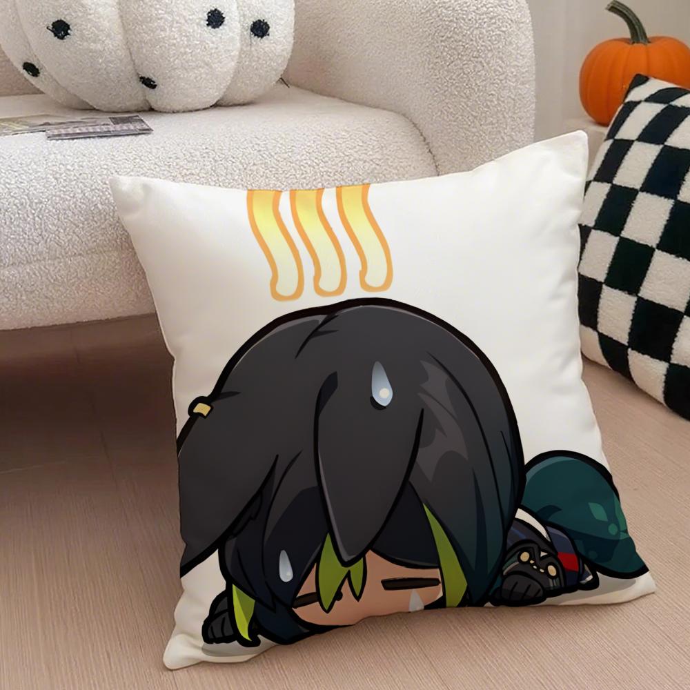 miHoYo hot funny Genshin emotes meme Cushion Cover Throw Pillow Cover Hidden Button Durable Polyester Chair Cushion