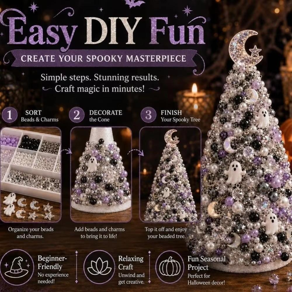 Themed Charms Halloween Beaded Tree Kit Handmade DlY Beaded Tree New Halloween Craft Kit