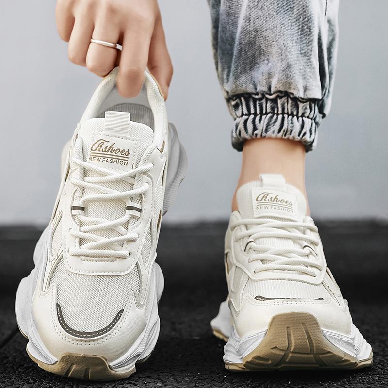 Мужские повседневные спортивные туфли толстая подошва лето новые дышащие мягкая подошва нескользящие комфорт уличные кроссовки модные сетчатые кроссовки