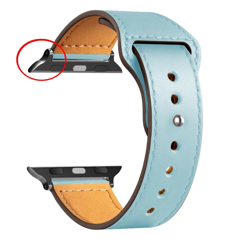 Кожаный ремешок для Apple watch band Ultra 49 мм 44 мм 40 мм 38 мм/42 мм спортивный браслет iWatch series 9 8 7 3 4 5 6 se 41 мм/45 мм