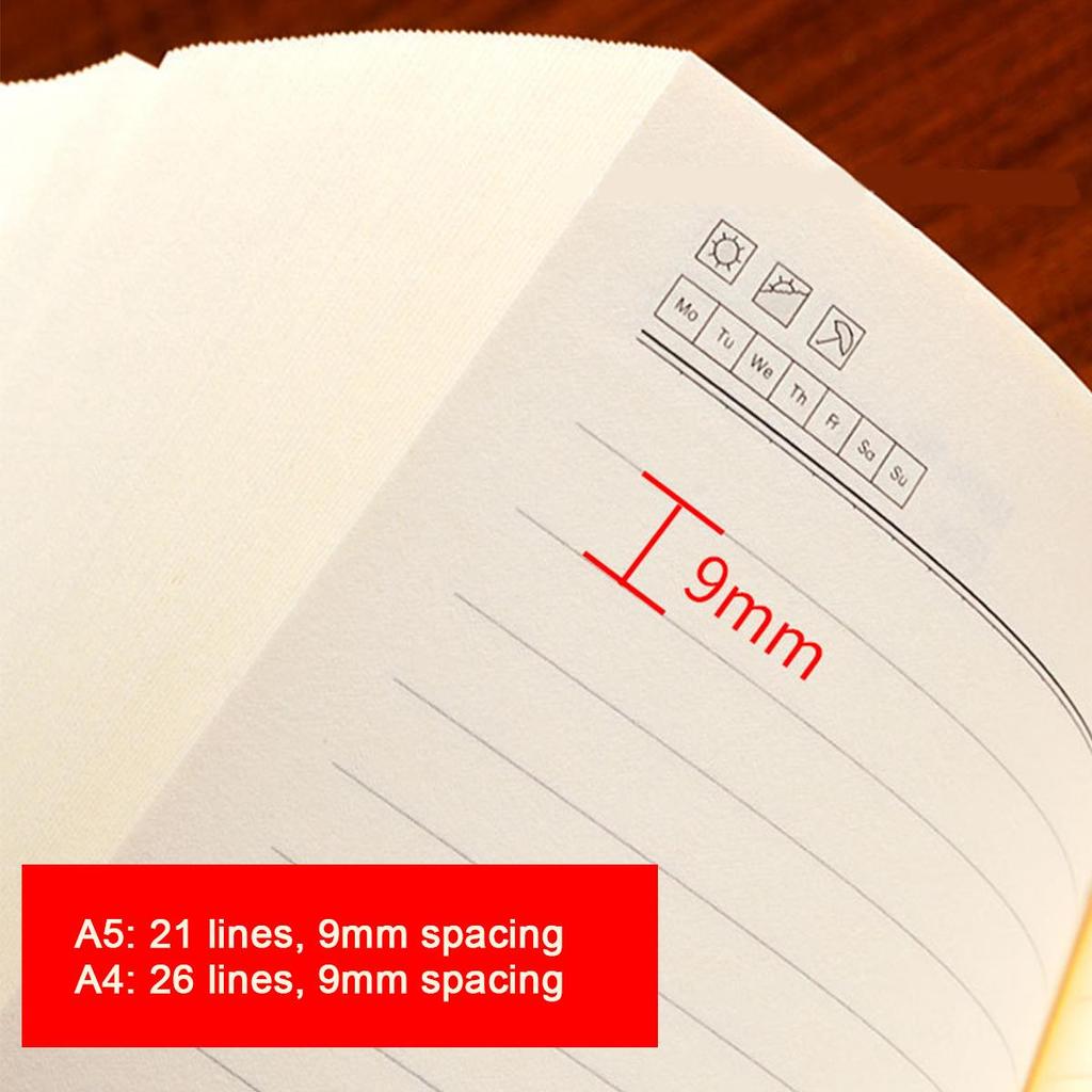 A4/A5/B5 Soft Leather Notebook, Lined Pages, Business Meeting Record Book, Notepad, Student Diary, Subject Notes, 180 Sheets