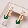 Новые серьги-капли из циркона изумрудной огранки с розовым золотом для женщин, роскошные круглые серьги с кристаллами, этнические свадебные украшения