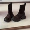 Версия из овчины~ толстоподошвенные маффины эластичные тонкие ботильоны круглый носок ретро вставки спортивные короткие ботинки женские тонкие универсальные носки-ботинки