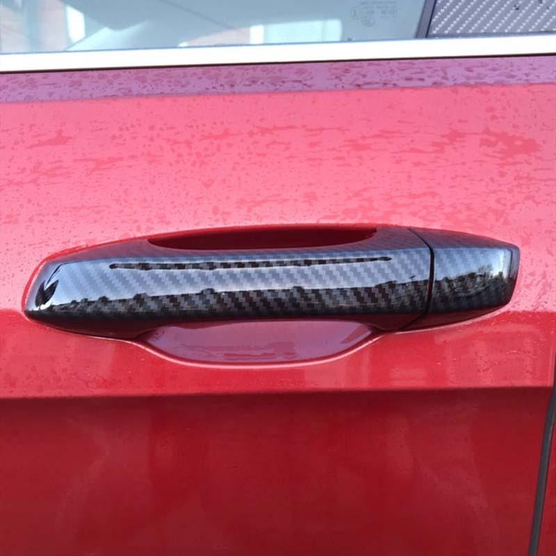 Door Handle Cover Trim Handles Abs Plastic Covers for Skoda Karoq 2018 Car Styling Accessories Imitation Carbon Fiber