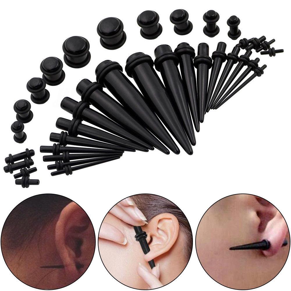 36Pcs Acrylic Ear Gauge Taper Tunnel Plug Expander Stretching Piercing Kit Sets