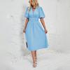 Летнее женское модное однотонное плиссированное платье с коротким рукавом длиной до щиколотки без бретелек