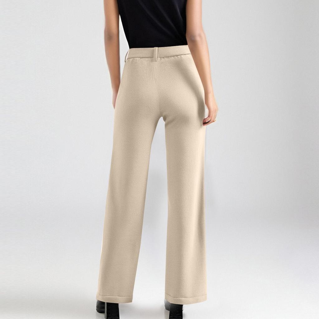 Women's Casual Wide-leg Stretch High-waisted Button-down Wide-leg Pants Working Straight-leg Pants With Pocket Pants