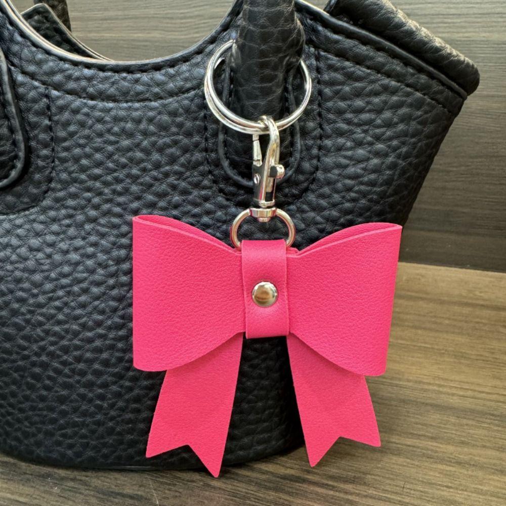Luxury Pu Key Chain Korean Style Bag Pendant Sweet Bowknot Leather Keyring Backpack Decor