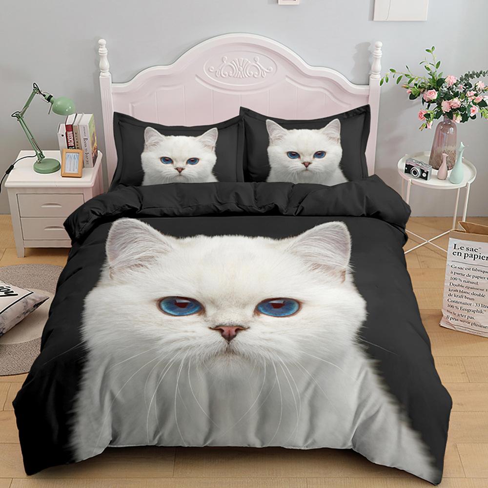 3D комплект постельного белья для домашних животных и кошек, пододеяльник с рисунком кота, наволочка, постельное белье, односпальная двуспальная кровать, полный размер, 2/3 шт., микрофибра