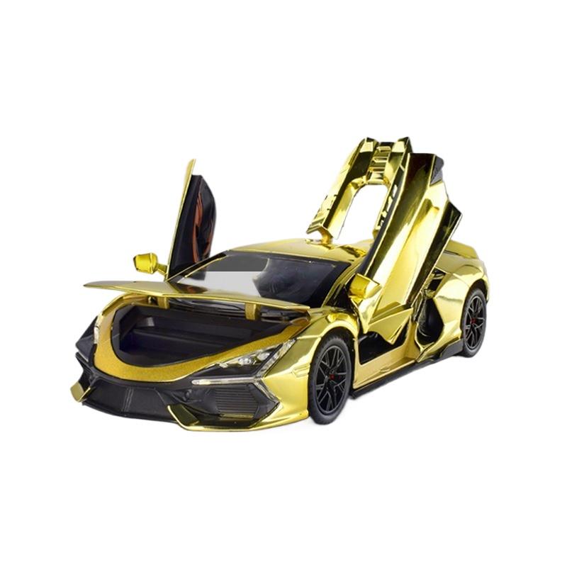 1/24 Lamborghini Revuelto Electroplate Alloy Car Diecasts & Toy Vehicles Metal Toy Model Sound and Light Collection Kids Toy