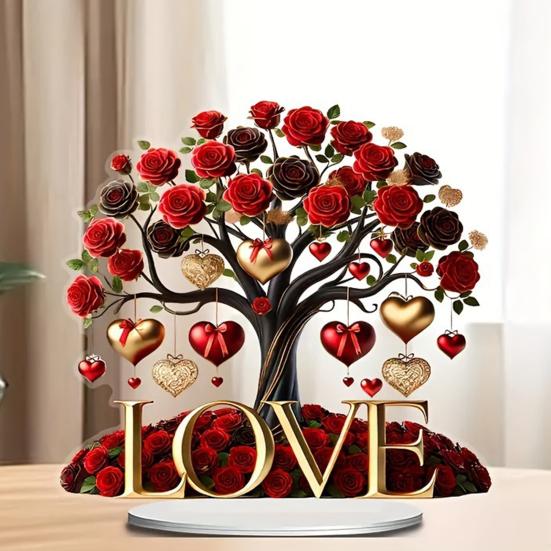 Орнамент в виде сердца любви 2D Плоский акриловый настольный декор Мультяшный орнамент в виде сердца любви