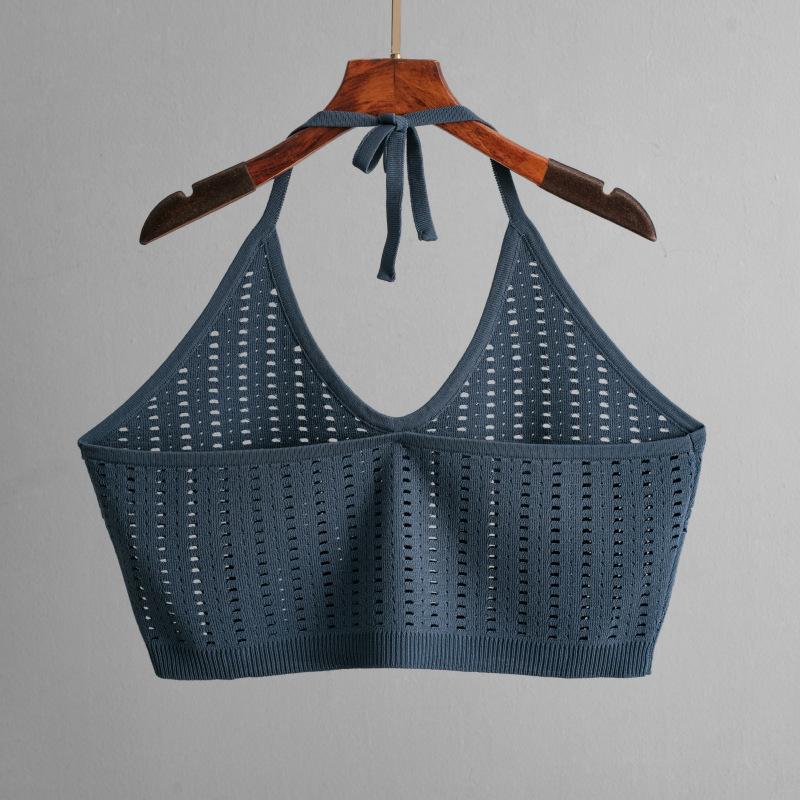 Summer Women's Short Vest Top High-waisted Thin Hollow Open-end Package Hip Half-body Skirt Two-piece Set