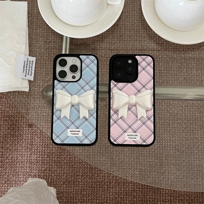 Милый новый ромбовидный чехол с бантом для телефона для iPhone 16 15 14 13 Pro Max fundas iphone 15 чехол Защитная крышка