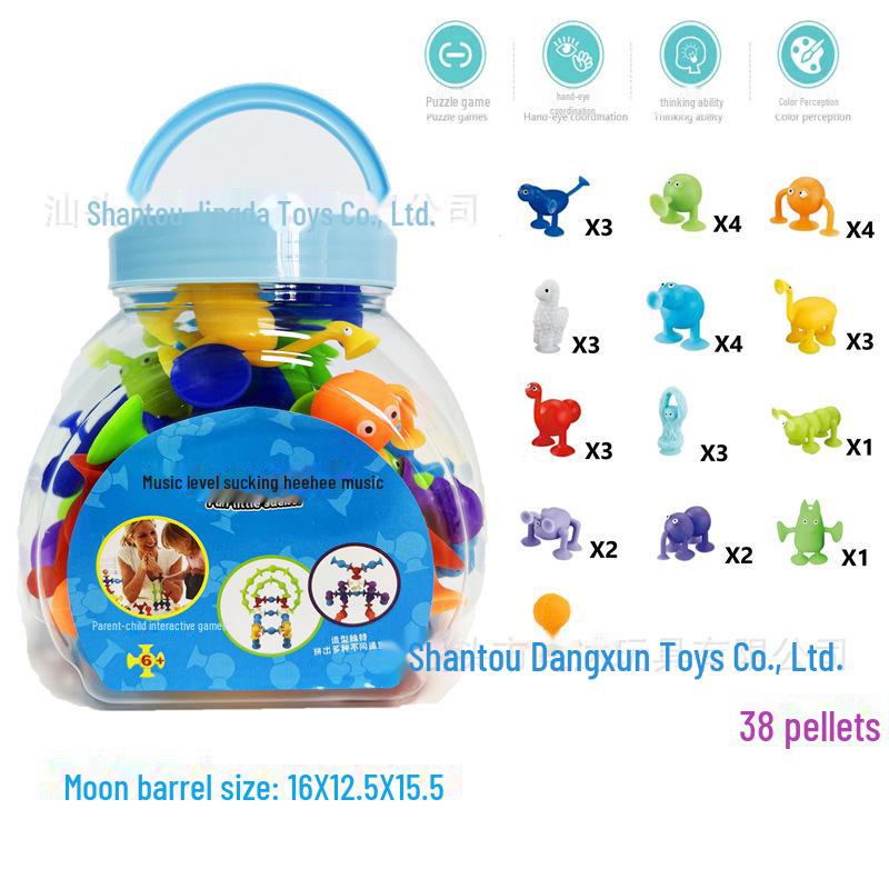 Sticky Music Suction Cup Building Blocks - Soft Silicone Educational Toys for Bath & DIY Play
