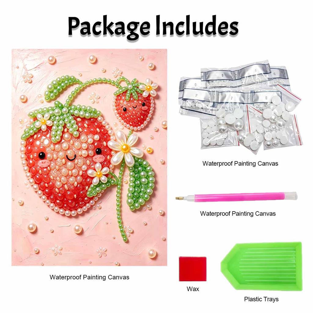 Pearl Painting Art Handmade Cute Strawberry Daisy Fruit DIY Pearl Decoration Painting