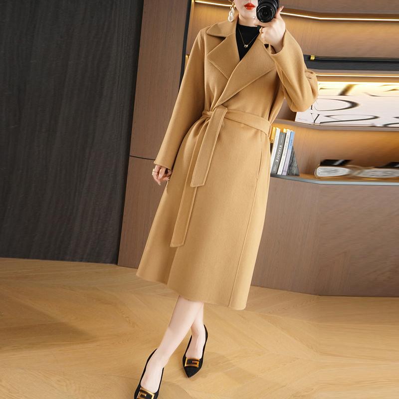 Женское пальто из 100% шерсти TIDENOVEL Осеннее шерстяное длинное пальто Ручной работы Пальто-бушлат Зимняя теплая шерстяная длинная куртка Пальто