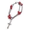 [J7989] - Designer Bracelet 'Mystical Cross' Red Gray