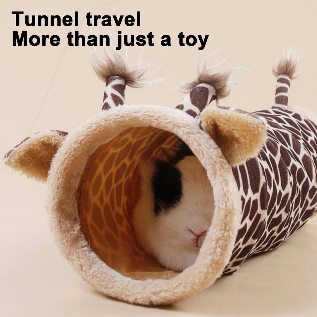 Hamster Tunnel Foldable Sleeping Shelter Enrichment Giraffe Design Warm Ferret Tube For Dwarf Bunny Hamster Hedgehog Ferret