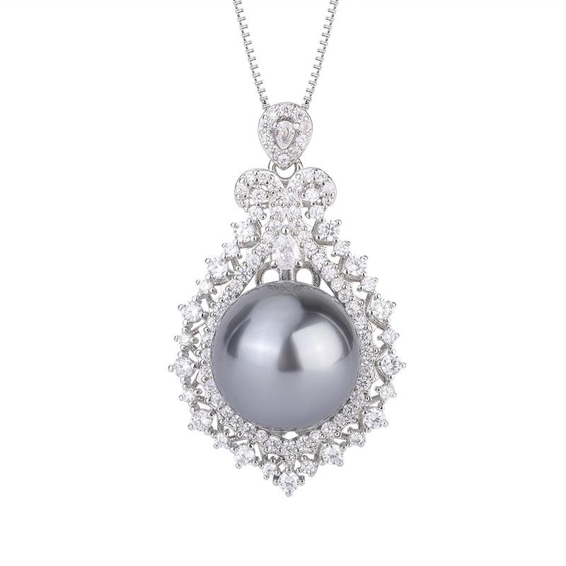 Ювелирные изделия Медное основание Позолоченная Эмаль Жемчуг Корейская версия Креативный кулон-подвеска с бриллиантами 16 мм