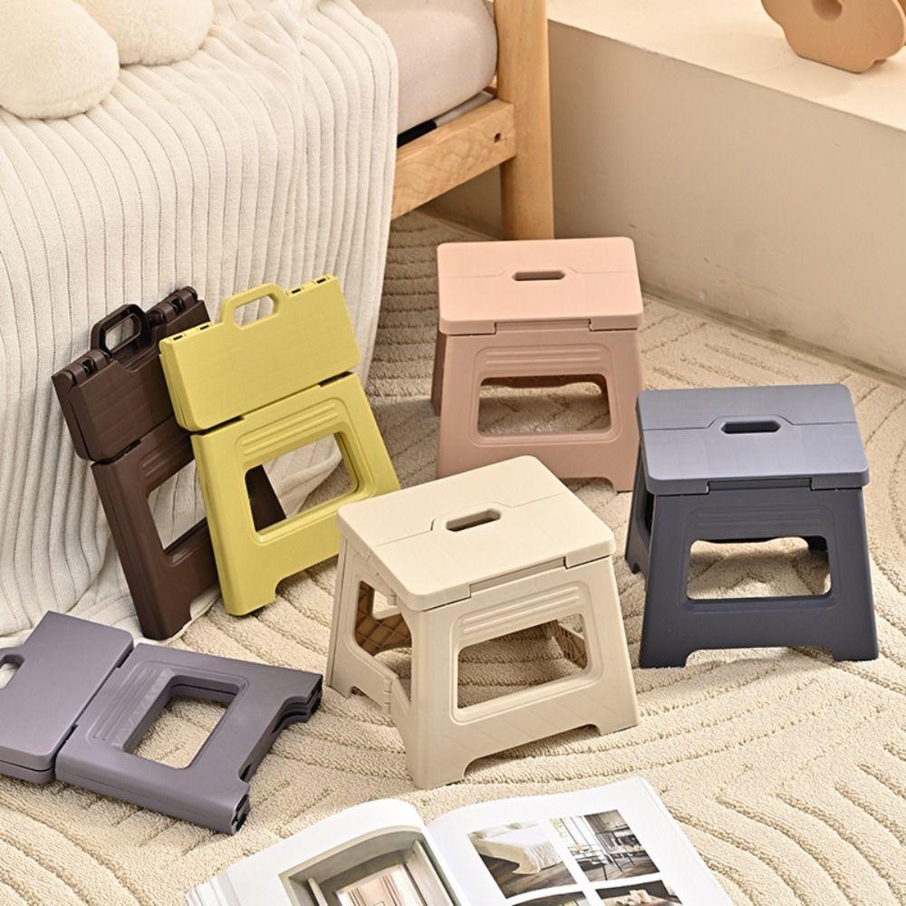 Collapsible Foldable Stool with Handle Footstool Portable Folding Step Stool  Shoe Changing