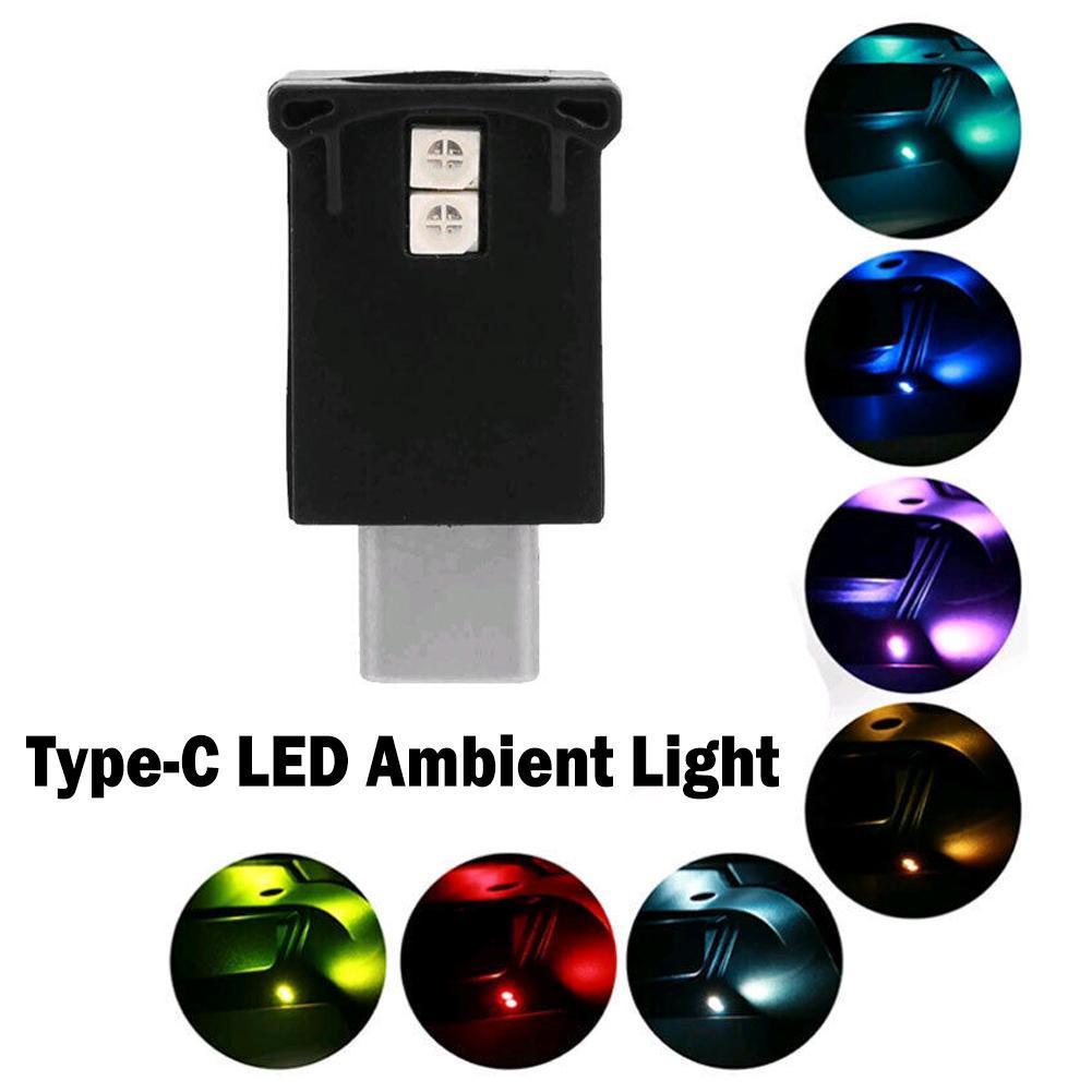 Type C LED Car Light Auto Atmosphere Neon Light Plug And Play Decoration Ambient Lamp Car Interior Lights Car-styling