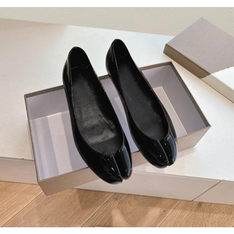 Дизайнерская Одинарная Обувь Удобная Обувь на Плоской Подошве Лакированная Кожа Мэри Джейн Женские Кроссовки С Мелким Вырезом Разделенный Носок Милая Обувь