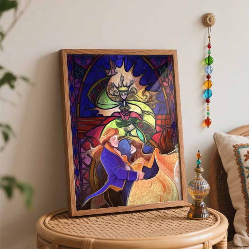 Disney Oil Painting Kit Canvas Beauty And Beast Stained Glass DIY Home Decor Gift